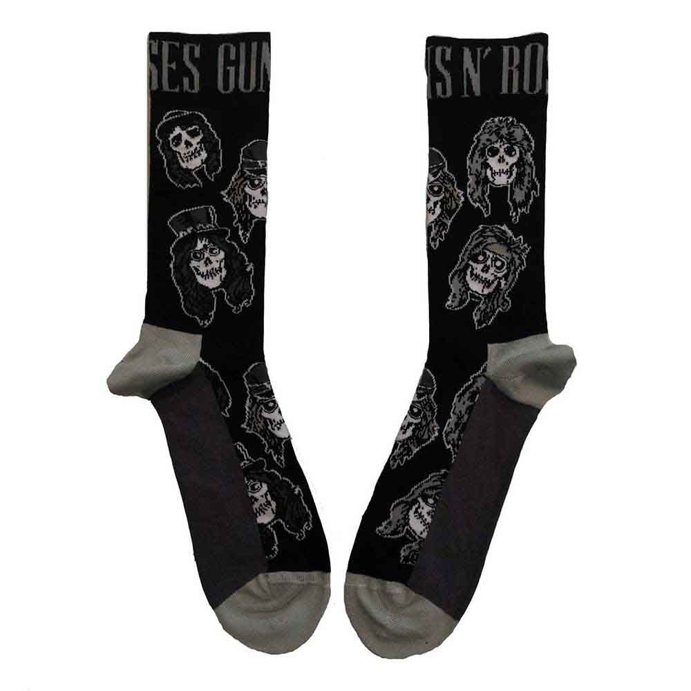 Guns N' Roses - Skulls Band Monochrome Enkelsokken - Zwart